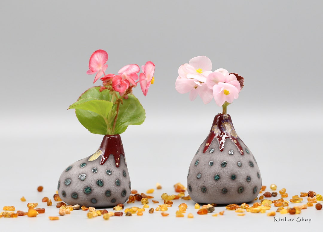 Handmade Ceramic Bud Vases: Set of 2 Miniature Home Decor - MADE TO ...