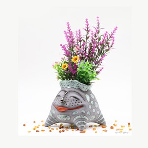 Keramik Blumenvase, dekorativer Indoor Blumentopf, Gesichtspflanzer, handgemachte Kunst, menschliches Gesicht, Made to order