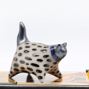 Handmade Ceramic Cat Sculpture: Modern Bronze Glaze Figurine