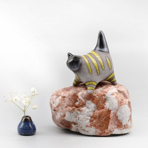 Miniature Cat figurine, Ceramic cat sculpture, Small black kitten, Table decoration, Handmade Art, Collectible, Cat lover gift,MADE TO ORDER