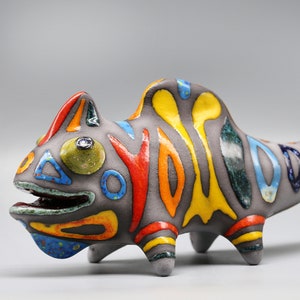 Handmade Ceramic Chameleon Sculpture: Colorful Table Decor MADE TO ORDER!