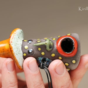 Mini pipa fumante in ceramica, Fatta a mano, Pocket pipe, Regalo per un amico, Pipe artistiche, SU ORDINAZIONE immagine 4