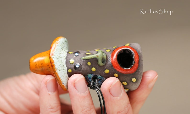 Mini pipa fumante in ceramica, Fatta a mano, Pocket pipe, Regalo per un amico, Pipe artistiche, SU ORDINAZIONE immagine 4