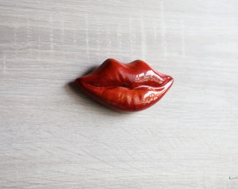 Arte de pared 3D LABIOS Labios de porcelana Escultura de pared Conjunto de 5 labios rojos