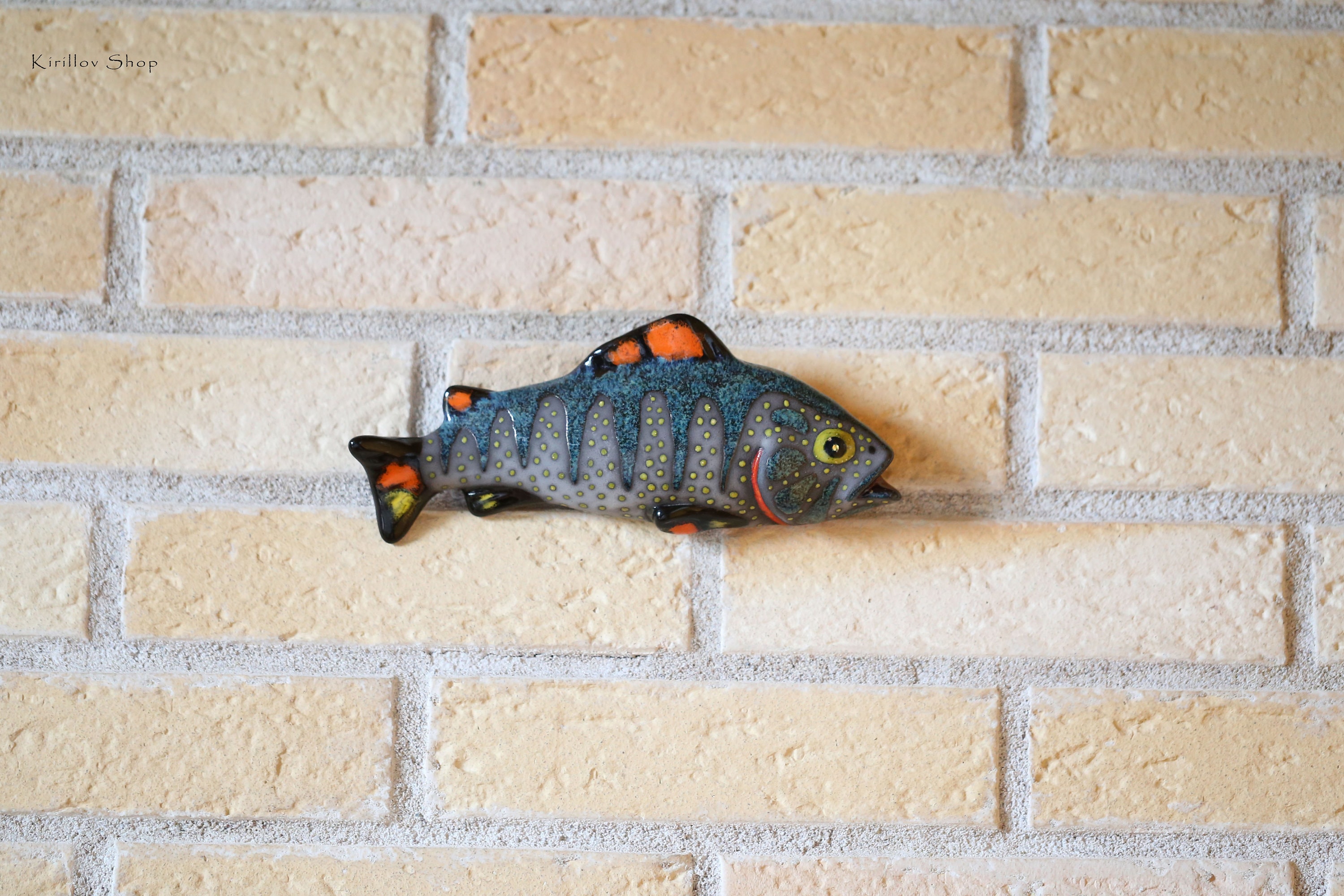 魚　陶器製　壁飾り 陶器の魚の壁飾り、手作り、漁師の贈り物、家の装飾、粘土アート