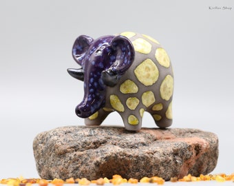 Scultura in ceramica Elefante Tavolo Decorazione Fatto a mano Arte Colorato Elefante Da Collezione MADE TO ORDER