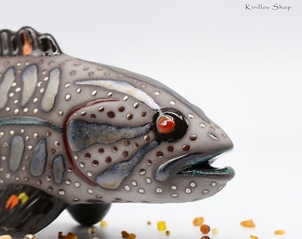 Fish Art Sculpture Ceramic Modern Figurine Table Sculpture Smallmouth Bass Handmade Unique Gift MADE TO ORDER