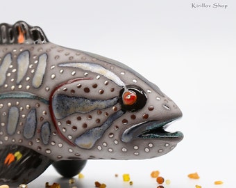 Fisch Kunst Skulptur Keramik Moderne Figur Tisch Skulptur Barsch Handgemacht Einzigartiges Geschenk MADE TO ORDER