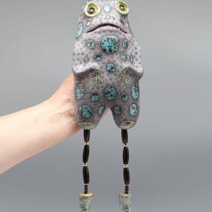 Whimsical Clay Frog Sculpture: Handmade Ceramic Figurine by Valery Kirillov