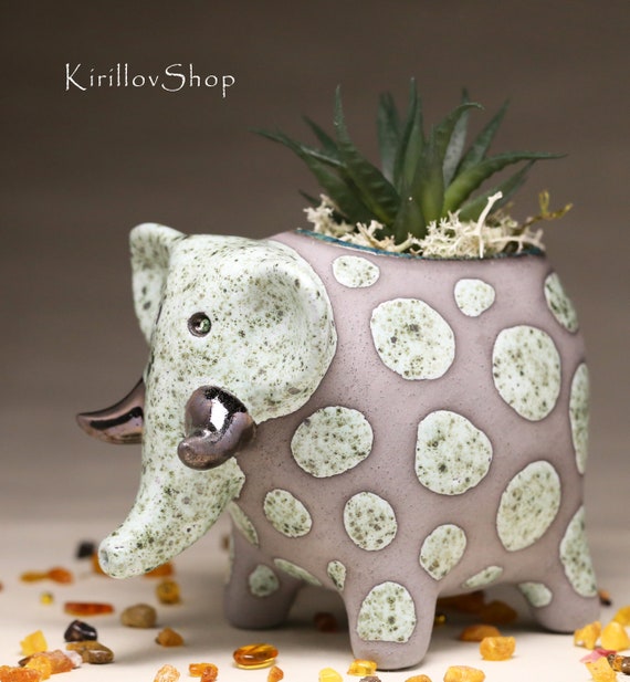Elephant Planter Pot Ceramic Small Flower Pot Succulent Pot Etsy