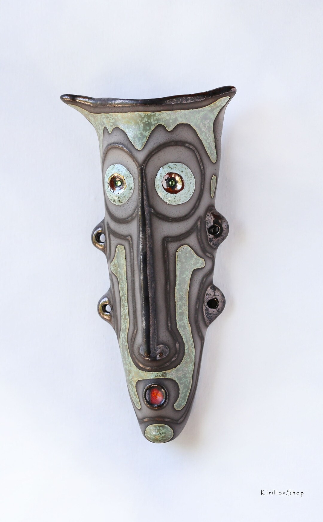 Wall Art Decoration Ceramic Hanging Mask Handmade Sculpture Etsy