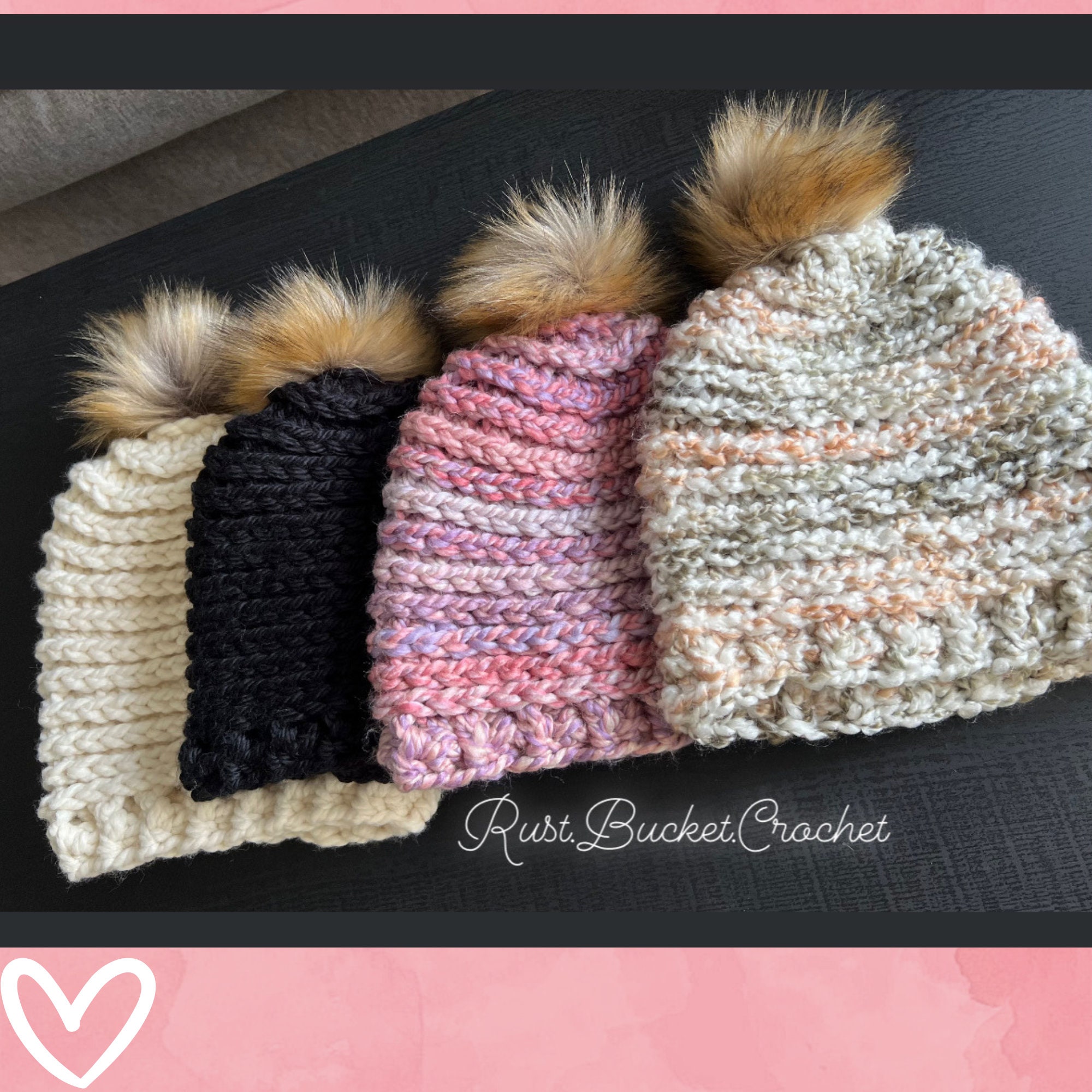 Digital Crochet Chunky Beanie Pattern: Adult, Child, Toddler  display picture 1