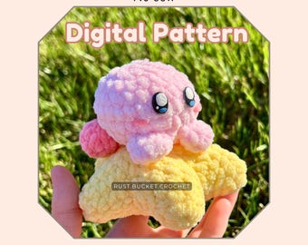 Padrão de crochê Kirby em estrela: Rosa Puff, sem costura (PDF digital)