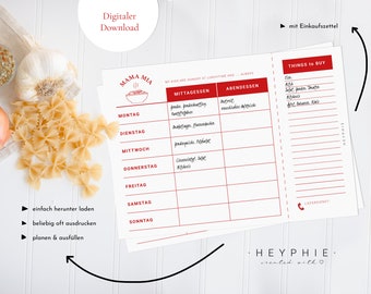 Printable Meal Planner / Meal Plan / Menu Plan / Shopping List / Weekly Food Planner