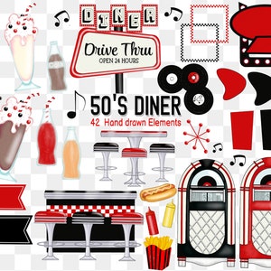 Imágenes prediseñadas de restaurante retro, imágenes prediseñadas de restaurante de 's, imágenes de autocine, imágenes prediseñadas de los años 50, imágenes prediseñadas de restaurante de los años cincuenta, imágenes prediseñadas de letrero de restaurante, imágenes prediseñadas de Jukebox, imágenes prediseñadas clásicas