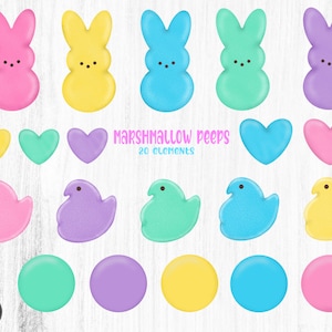 Peeps Clipart, Easter Peeps Clipart, Easter Bunny Peeps, Marshmallow Peeps, Easter Candy Clipart, Easter Marshmallow Bunny, Chick Peep PNG