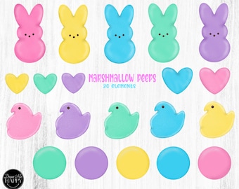 Peeps Clipart, Easter Peeps Clipart, Easter Bunny Peeps, Marshmallow Peeps, Easter Candy Clipart, Easter Marshmallow Bunny, Chick Peep PNG