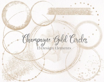 Gold Design Elements, Champagne Gold Designs, Design Elements, Gold Clipart, Gold Frame, Gold Glitter, Circle Frame, Gold Brush Strokes