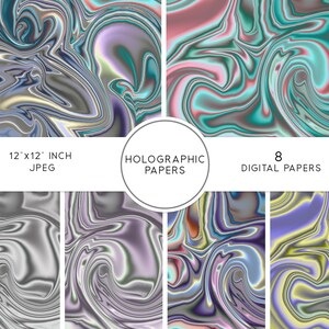 Holographic Digital Papers, Iridescent Digital Paper, Foil Digital Paper, Satin Digital Paper, Foil Backgrounds, Foil Texture, Rainbow Swirl