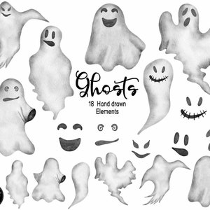 Watercolor Ghost Clipart, Ghost Clipart, Halloween Clipart, Ghosts Illustration, Halloween Ghost Clipart, Cute Ghost, Scary Ghost, Scrapbook