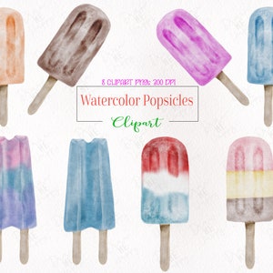 Popsicle Clipart, Watercolor Popsicle clipart, Summer Clipart, Summer Food Clipart, Food Clipart, Ice cream clipart, Popsicle Sublimation