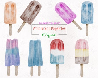 Popsicle Clipart, Aquarelle Popsicle clipart, Summer Clipart, Summer Food Clipart, Food Clipart, Ice cream clipart, Popsicle Sublimation