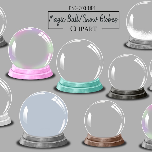 Snow Globe Clipart, Crystal Ball Clipart, Magic Ball, Esoteric Clipart, Blank Snow Globe, Winter Snow Globe, Blank Globe, Empty Globe