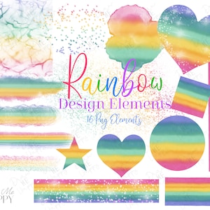 Rainbow Designs, Rainbow Clipart, Rainbow Graphic, Rainbow Sublimation, Rainbow Shapes, Rainbow Brush Strokes, Rainbow Glitter