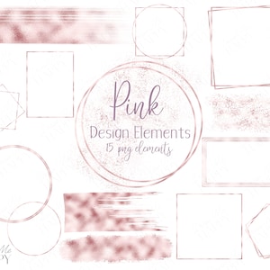 Rosa Design-Elemente, Rosa Rahmen, Clipart, Design-Elemente, Metallic Clipart, Rosa Rahmen, Kreis Rahmen, Rosa Pinselstriche, Rosa Glitzer