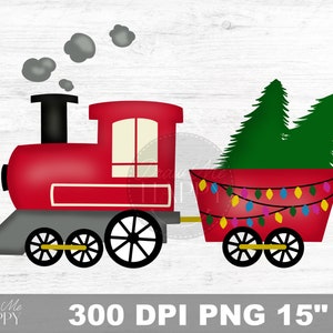 Clipart de tren de Navidad, Sublimación de tren de Navidad, Tren de vacaciones, Clipart de Navidad, Sublimación de Navidad, Diseños de sublimación de Navidad