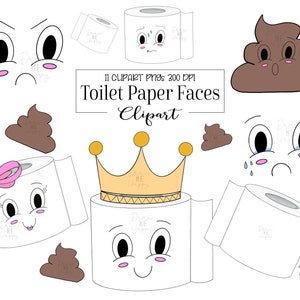 Toiletpapier clipart, schattige gezichten clipart, clipart, leuke clipart, stemming clipart, clipart bundel clipart, sublimatie, grappige clipart