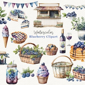 Blueberry Clipart, Watercolor Blueberry Clipart, Scrapbook Clipart, Fruit Clipart, Berry Clipart, Journal Clipart, Clipart For Teachers