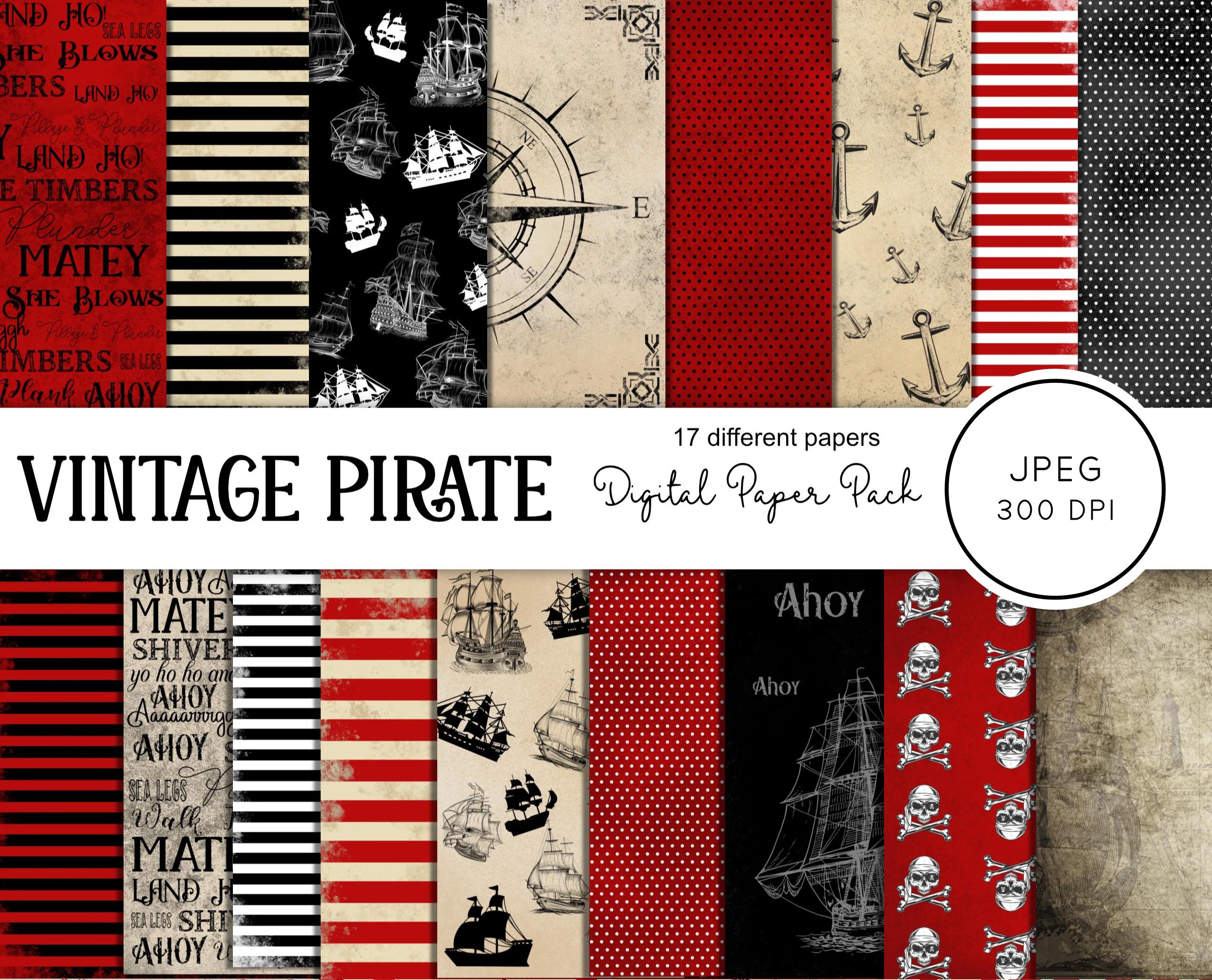 Pirate Digital Paper, Pirate Digital Background, Pirate Scrapbook ...