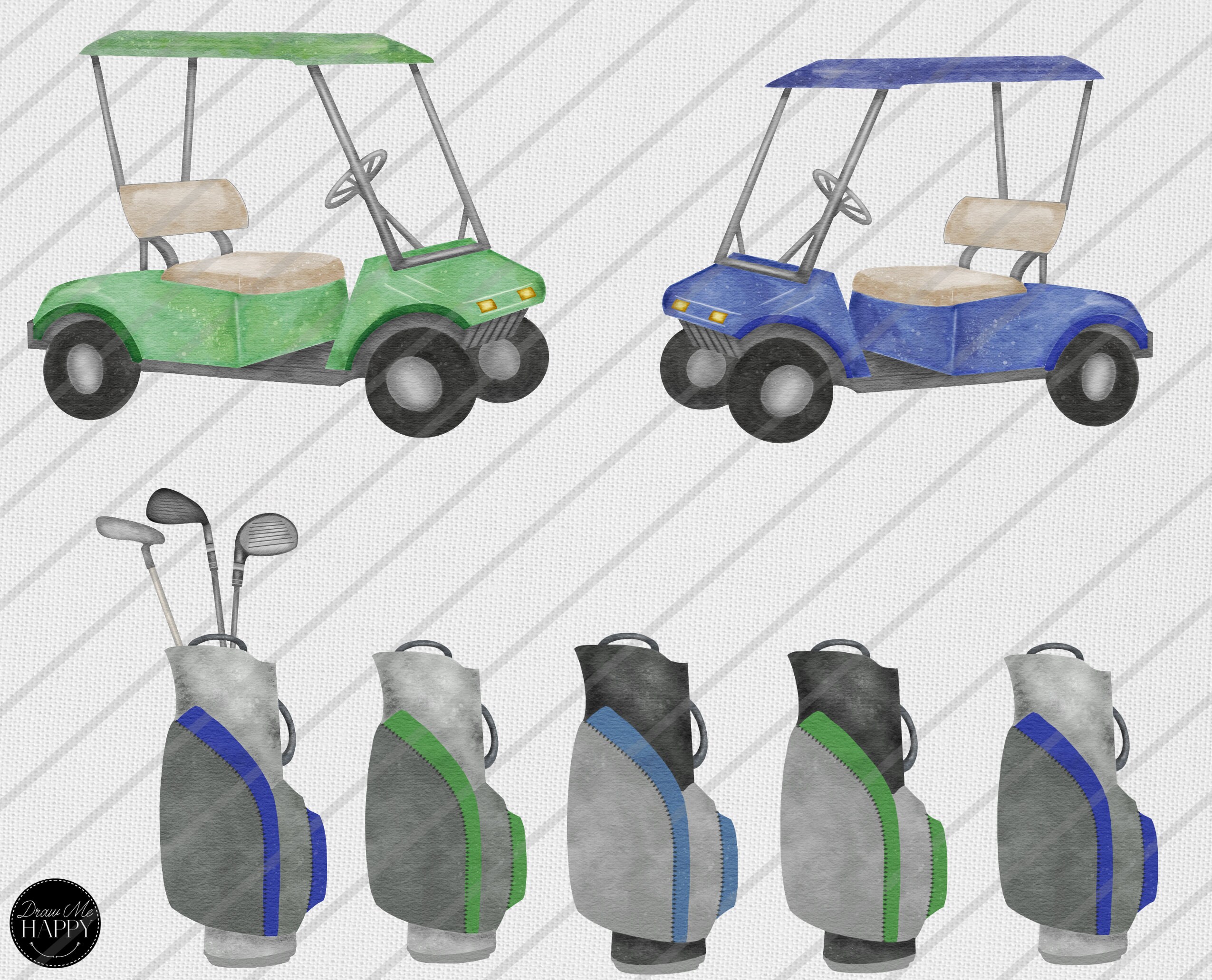Golf Clipart Watercolor Golf Golfer Clipart Golf Cart - Etsy