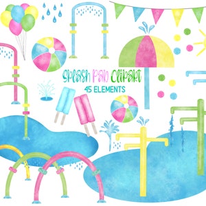 Splash Pad Clipart, Water Park Clipart, Splash Pad Birthday, Pool Party Clipart, Water Splash Clipart, Splash Pad Party, Splash Pad Png