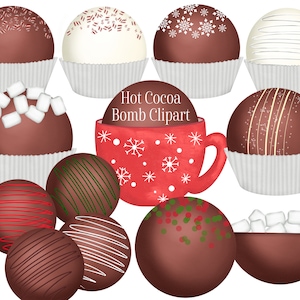 Hot Chocolate Bomb Clipart, Hot Cocoa Bomb Clipart, Chocolate Bomb Clipart, Chocolate Clipart, Cocoa Clipart, Candy Cane Clipart, Christmas