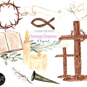 Christliche Clipart, Religiöse Clipart, Christliche Grafiken Christliche Symbole, Ostern Clipart, Aquarell Religiös, Kreuz Clipart, Bibel