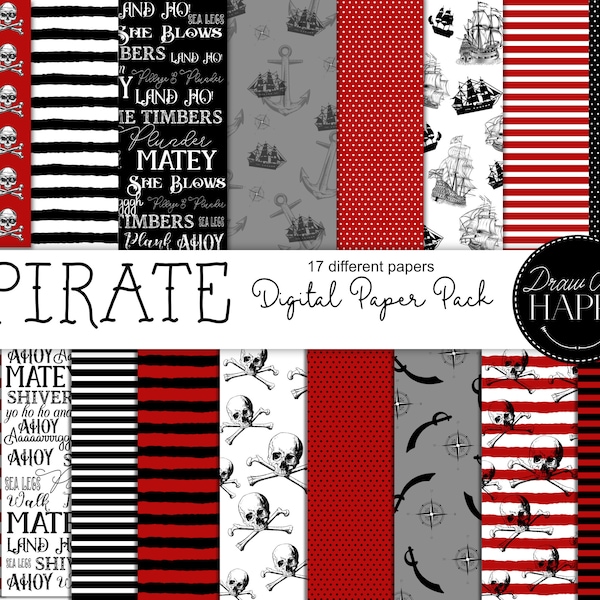 Pirate Digital Paper, Pirate Digital Background, Pirate Scrapbook, Pirate Decorations, Vintage Map Paper, Pirate Prints, Pirate Pattern