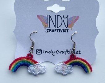 Handmade Made to Order Freestanding Lace “Somewhere Over the Rainbow” Earrings