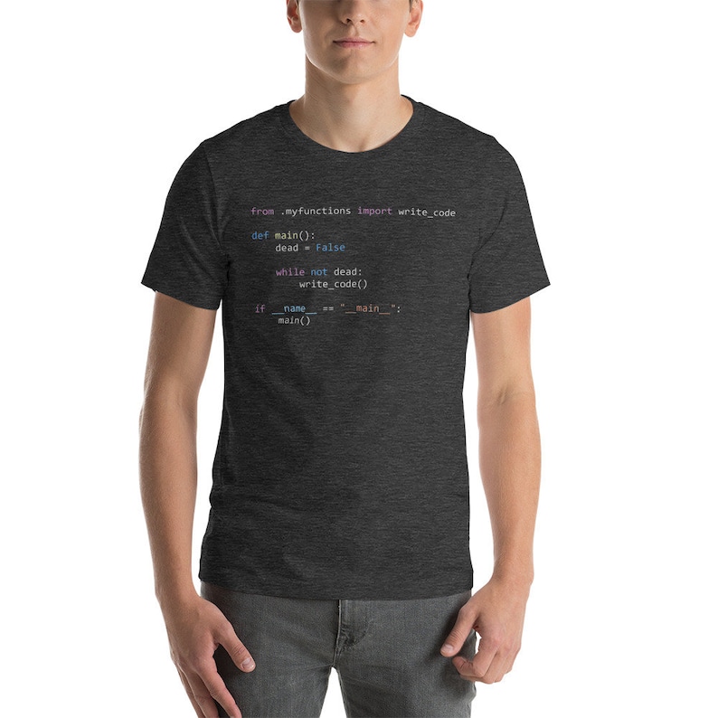 Python While Not Dead Write Code T-shirt Gift for AI and Machine Learning Programmers Dark Grey Heather