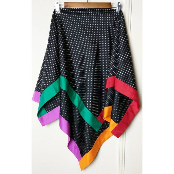 Vtg Jim Thompson Color Block Polka Dot Silk Scarf