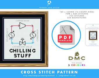 Chilling Stuff - Refrigeration Cycle - Chemical Engineering Cross Stitch Pattern