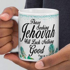 JW Mug, JW Cup, JW Yeartext 2022, jw gift, jehovah witness gift, baptism gift, jw mugs, jw coffee cup leaves