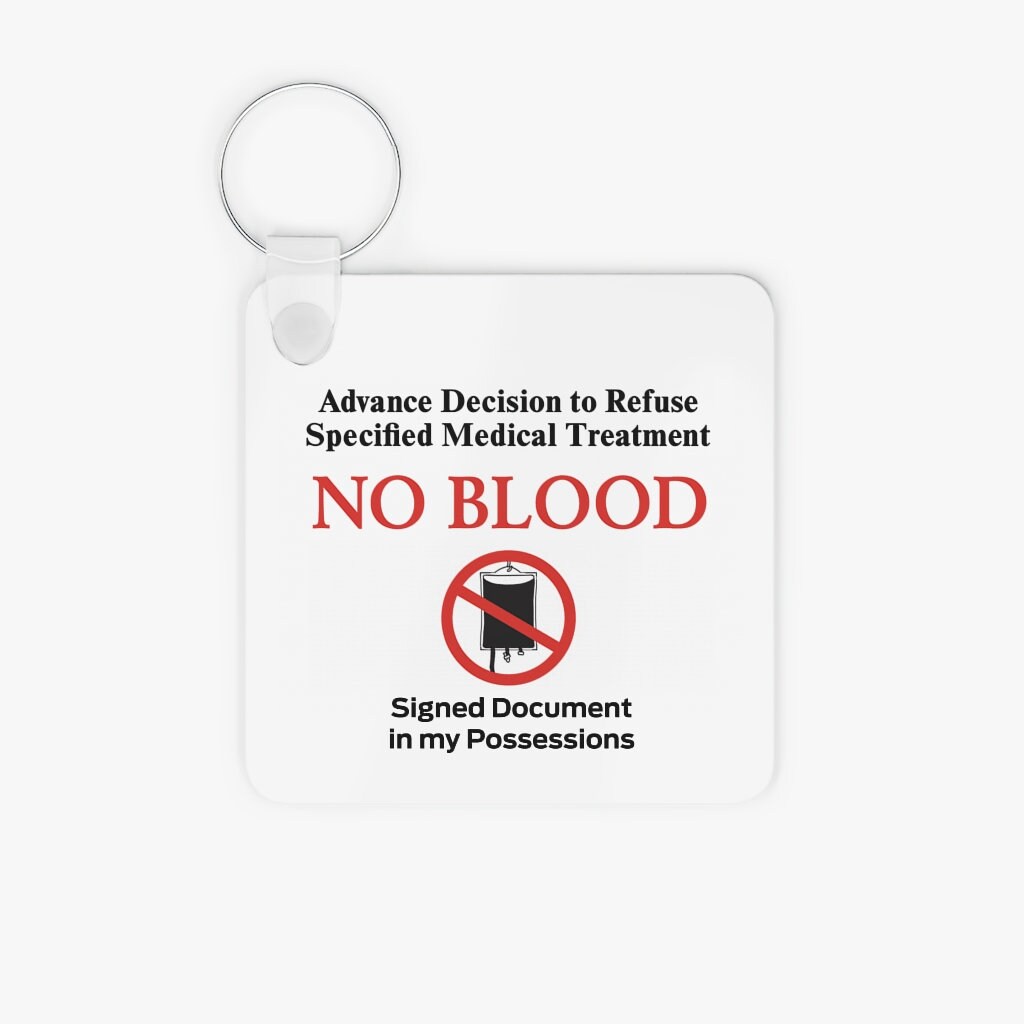 No Blood JW No Blood Keychain No Blood Key Chain JW Etsy