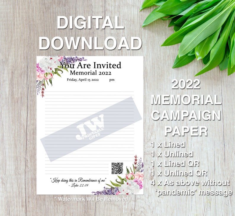 JW 2022 Memorial JW Letter Writing Paper JW Memorial Invite Etsy New