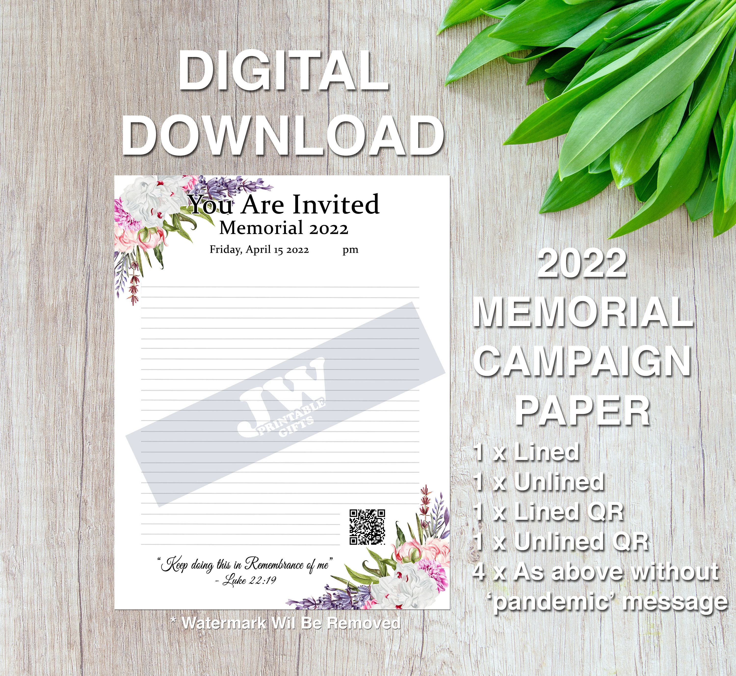 JW 2022 Memorial JW Letter Writing Paper JW Memorial Invite Etsy UK