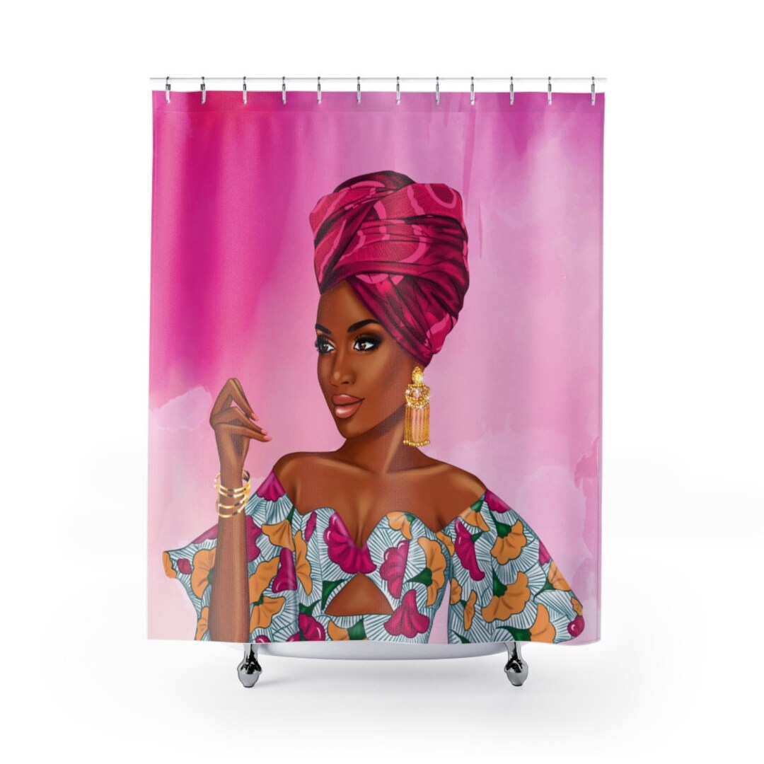 Queen Shower Curtain Black Girl Shower Curtain Black Girl Etsy