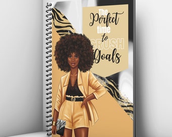 8.5 x5.5“ Melanin Notebook, Black Girl Notebook, Spiral Notebook, African American Woman Journal Notebook, Black Girl Magic