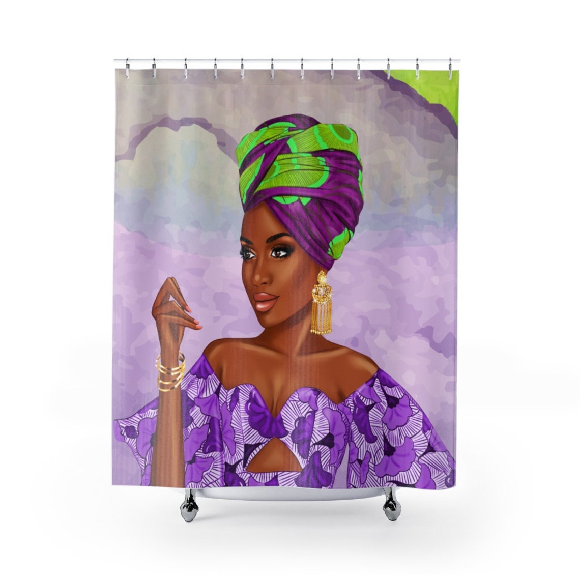 Queen Shower Curtain Black Girl Shower Curtain Black Girl Etsy
