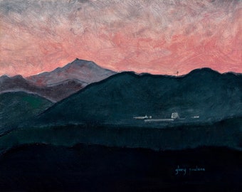 U.S. Air Force Academy Below Pike's Peak at Sunset (Dark), Signed Giclée Print of Oil Painting by Glory Paulson, USAFA Gift and Memorabilia